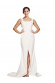 Cheap Square Neck Long Sheath Sweep Train Crepe Bridesmaid Dress / Prom Dress  UK