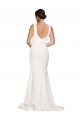 Cheap Square Neck Long Sheath Sweep Train Crepe Bridesmaid Dress / Prom Dress  UK