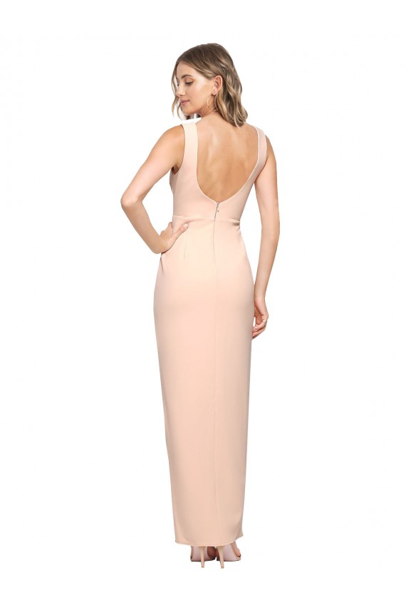 Cheap Floor Length Square Neck Long Sheath Formal Crepe Bridesmaid Dress / Prom Dress  UK