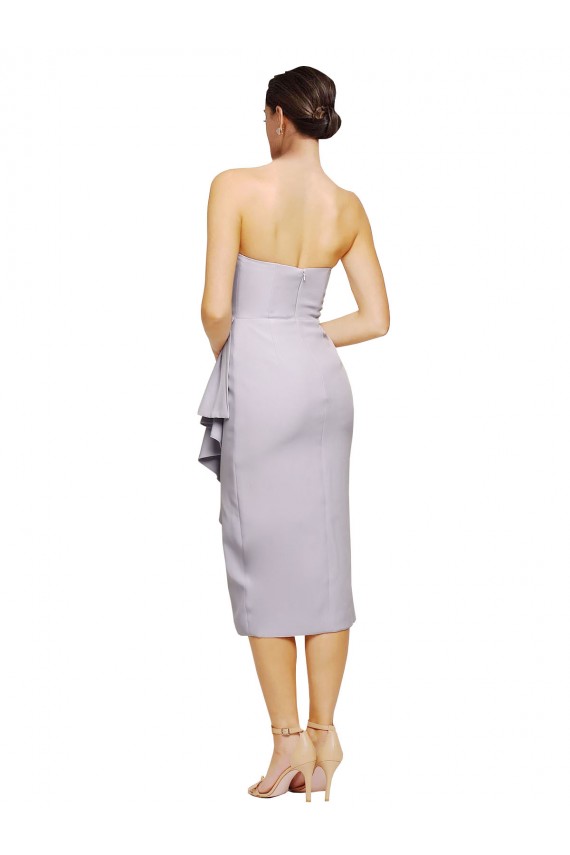 Cheap Short Cocktail Length Strapless Formal Crepe Bridesmaid Dress / Prom Dress with Ruffles UK