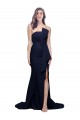 Cheap Long Strapless Sweep Train Low Back Crepe Bridesmaid Dress / Prom Dress UK