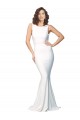 Cheap High Neck Low V-Back Long Formal Crepe Bridesmaid Dress / Prom Dress UK