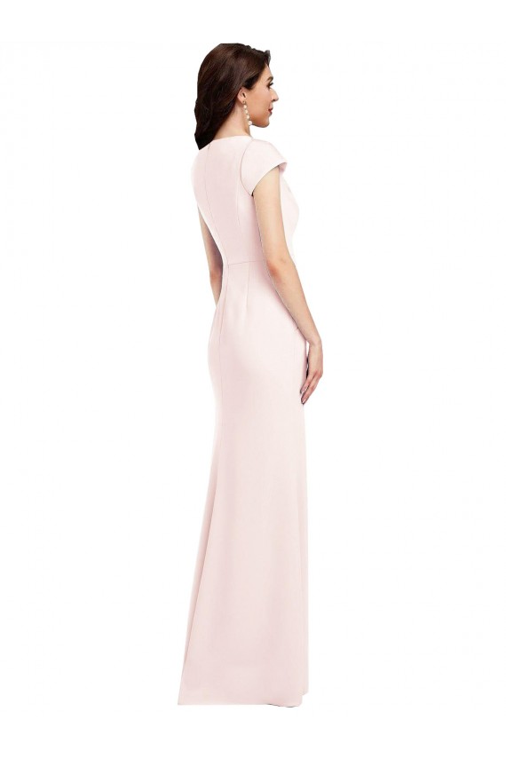 Cheap Cap Sleeve A-Line Formal Crepe Bridesmaid Dress / Prom Dress with Pockets UK