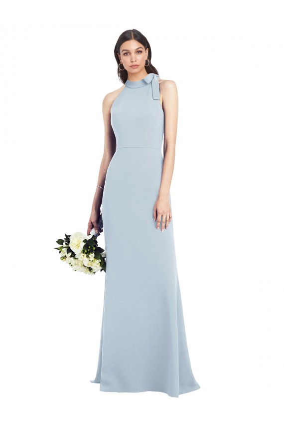 Cheap Halter Bow Neck Open Back Soft Full Length Trumpet Bridesmaid Dress / Prom Dress UK