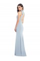 Cheap Halter Bow Neck Open Back Soft Full Length Trumpet Bridesmaid Dress / Prom Dress UK