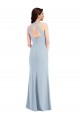 Cheap Open Back Halter Maxi Formal Crepe Bridesmaid Dress / Prom Dress with Draped Bow UK