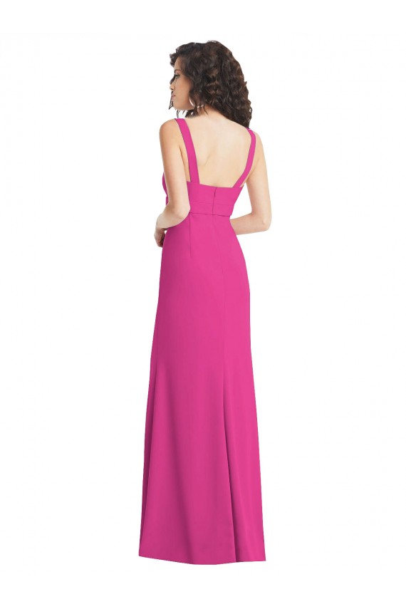 Cheap Wide Strap Notch Empire Waist Bridesaid Dress with Front Slit UK