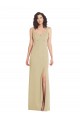 Cheap Wide Strap Slash Cutout Empire Formal Crepe Bridesmaid Dress / Prom Dress with Front Slit UK