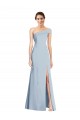 Cheap Asymmetrical Off the Shoulder Cuff Trumpet Formal Crepe Bridesmaid Dress / Prom Dress With Front Slit UK