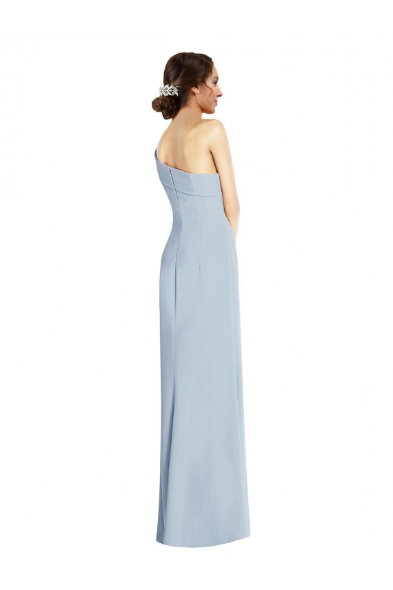 Cheap Asymmetrical Off the Shoulder Cuff Trumpet Formal Crepe Bridesmaid Dress / Prom Dress With Front Slit UK