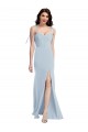 Cheap Bustier Style Crepe Bridesmaid Dress / Prom Dress with Bow Straps UK