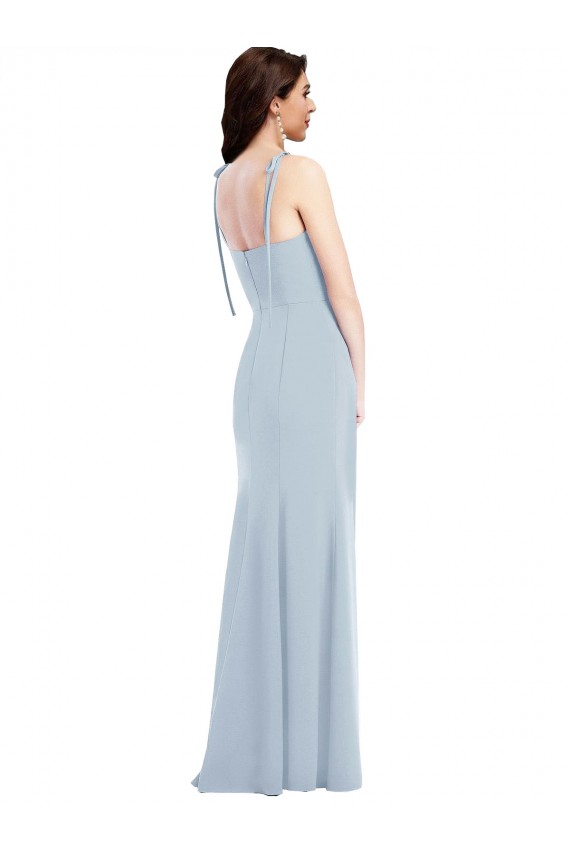 Cheap Bustier Style Crepe Bridesmaid Dress / Prom Dress with Bow Straps UK