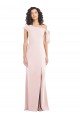 Cheap Off the Shoulder Tie Detail Trumpet Formal Crepe Bridesmaid Dress / Prom Dress with Front Slit UK