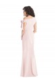 Cheap Off the Shoulder Tie Detail Trumpet Formal Crepe Bridesmaid Dress / Prom Dress with Front Slit UK