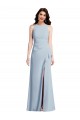 Cheap Halter Maxi Bridesmaid Dress / Prom Dress with Cascade Ruffle Slit UK