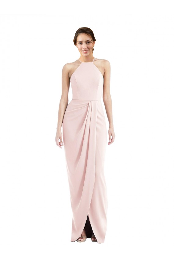 Cheap Halter Draped Tulip Skirt Maxi Bridesmaid Dress / Prom Dress UK
