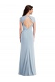 Cheap Cap Sleeve Open Back Trumpet Formal Crepe Bridesmaid Dress / Prom Dress with Front Slit UK