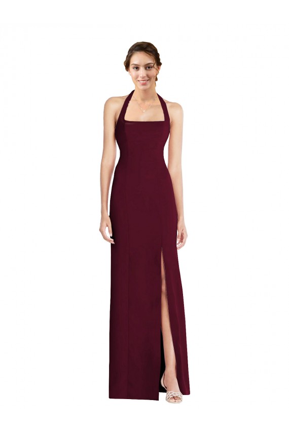 Cheap Tie Halter Open Back Trumpet Bridesmaid Dress / Prom Dress UK