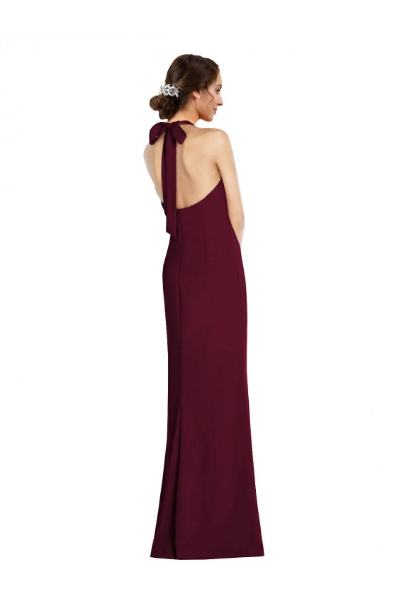 Cheap Tie Halter Open Back Trumpet Bridesmaid Dress / Prom Dress UK