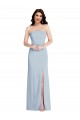 Cheap Strapless Scoop Back Maxi Formal Crepe Bridesmaid Dress / Prom Dress with Front Slit UK