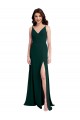 Cheap Slim A-Line V-Neck Full Length Formal Crepe Bridesmaid Dress / Prom Dress with Side Slit UK