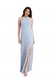 Cheap Fit and Flare High Neck Formal Crepe Bridesmaid Dress / Prom Dress with Side Slit UK