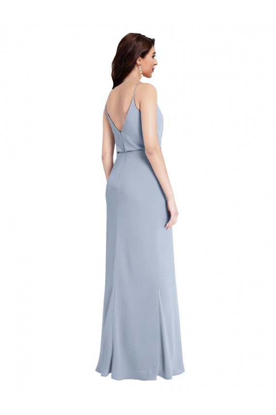 Cheap Draped Cowl Neck Long Formal Crepe Bridesmaid Dress / Prom Dress with Spaghetti Straps UK