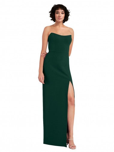 Cheap Scooped Strapless Neckline Formal Crepe Bridesmaid Dress / Prom Dress with Side Slit UK