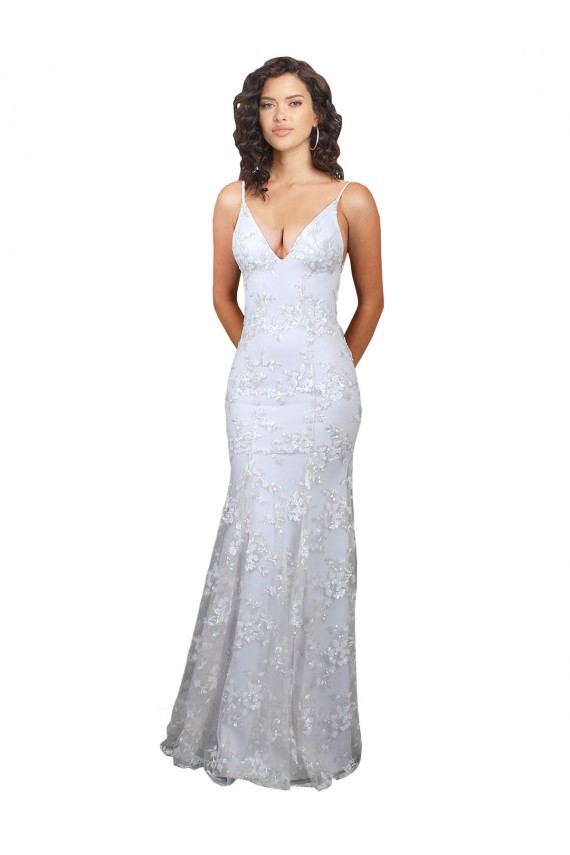 Cheap V-Neckline Backless Floral Patterned Sequin Formal Bridesmaid Dress / Prom Dress UK