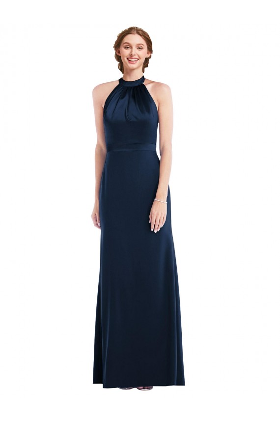 Cheap High Neck Open Back Long Maxi Bridesmaid Dress / Prom Dress UK