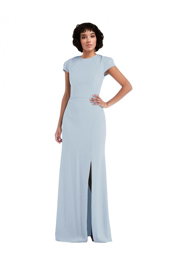 Cheap Cap Sleeve Cutout Tie Back Trumpet Bridesmaid Dress UK