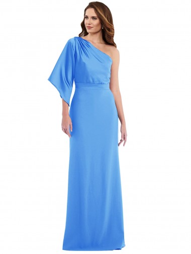 Cheap One Shoulder Bell Sleeves Trumpet Bridesmaid Dress / Prom Dress UK
