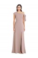 Cheap Off the Shoulder Tie Detail Maxi Formal Crepe Bridesmaid Dress / Prom Dress with Front Slit UK