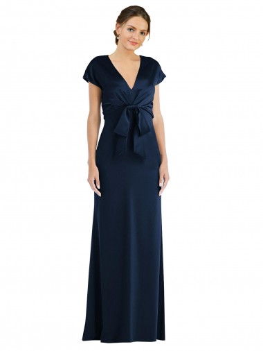 Cheap Soft Bow Blouson Bodice Trumpet Formal Crepe Bridesmaid Dress / Prom Dress UK