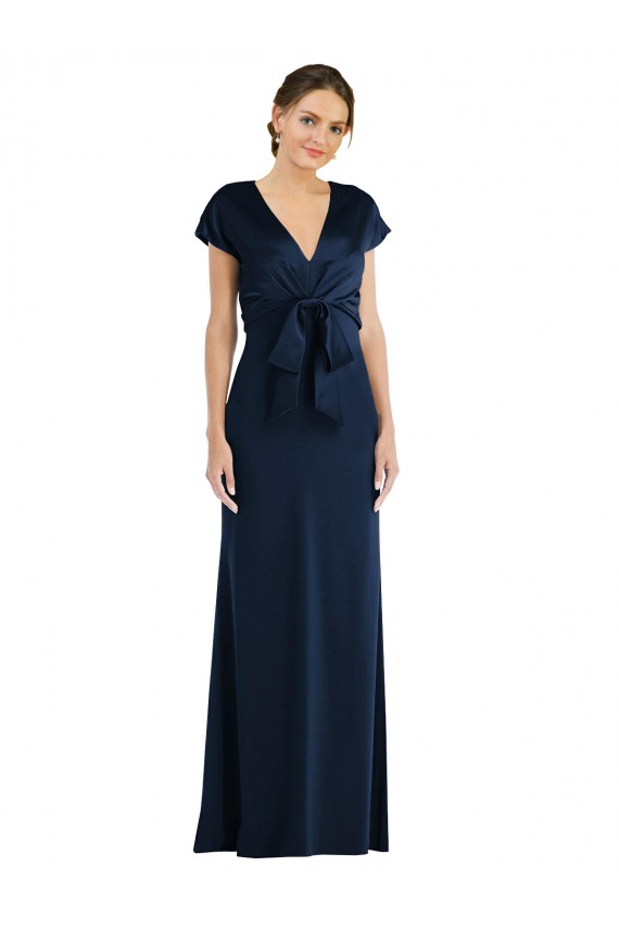 Cheap Soft Bow Blouson Bodice Trumpet Formal Crepe Bridesmaid Dress / Prom Dress UK