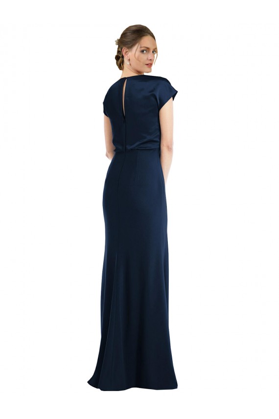 Cheap Soft Bow Blouson Bodice Trumpet Formal Crepe Bridesmaid Dress / Prom Dress UK