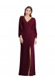 Cheap Long Puff Sleeve V-Neck Trumpet Bridesmaid Maxi Dress UK
