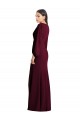 Cheap Long Puff Sleeve V-Neck Trumpet Bridesmaid Maxi Dress UK