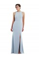 Cheap Cutout Open Back Halter Maxi Formal Crepe Bridesmaid Dress / Prom Dress with Scarf Tie UK