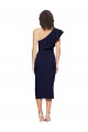 Cheap Ruched Midi Length Short Cocktail Formal Crepe Bridesmaid Dress / Prom Dress with Shoulder Ruffles UK