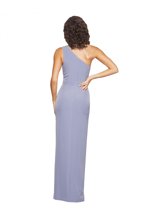 Cheap Floor Length One Shoulder Formal Crepe Bridesmaid Dress / Prom Dress with Pencil Skirt and Side Split UK