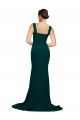 Cheap Fitted Square Neck Long Crepe Bridesmaid Dress / Prom Dress with Train and Side Split UK
