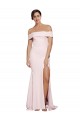 Cheap Off Shoulder Long Formal Crepe Bridesmaid Dress / Prom Dress with Straight Neckline and Side Split UK