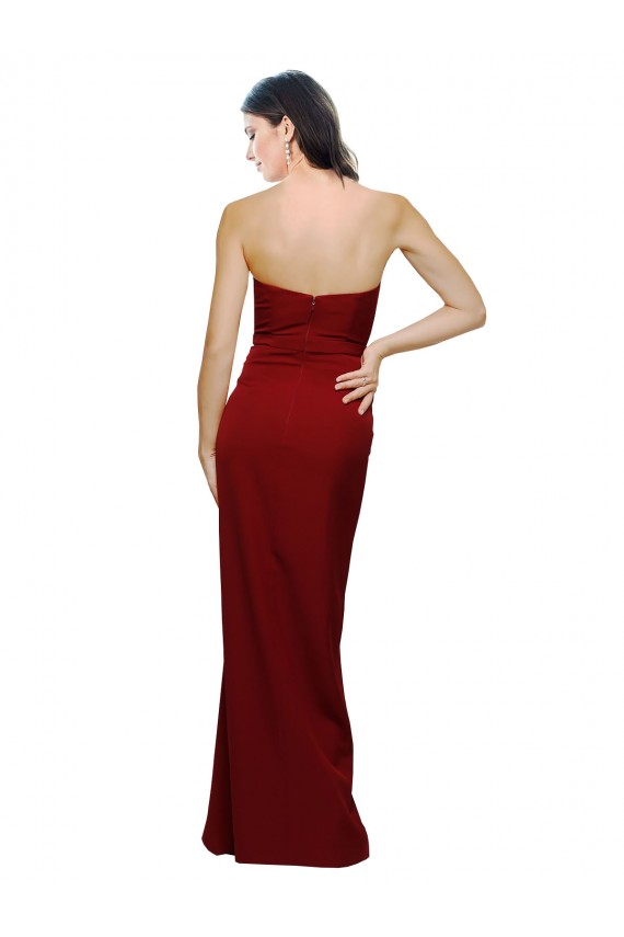Cheap Straight Pencil Skirt Long Sweetheart Formal Crepe Bridesmaid Dress / Prom Dress with High Side Split UK
