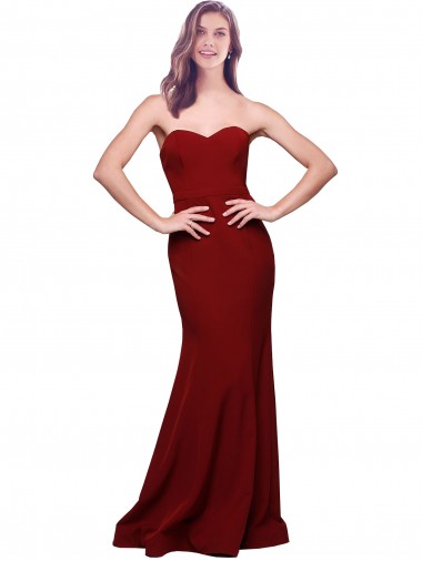 Cheap Long Full Length Sweetheart Slim Formal Crepe Bridesmaid Dress / Prom Dress with Strapless Bodice UK