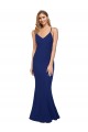 Cheap Full Length V-Neckline Formal Crepe Bridesmaid Dress / Prom Dress with Thin Straps and Fulted Skirt UK