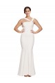 Cheap Full Length Square Neck Formal Crepe Bridesmaid Dress / Prom Dress with Asymmetrical Straps and Bow Back UK