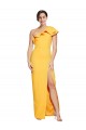 Cheap One Shoulder Floor Length Formal Crepe Bridesmaid Dress / Prom Dress with Thigh High Split UK