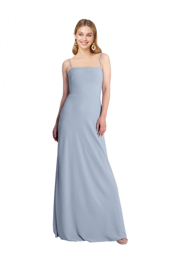 Cheap Straight Neckline Crepe Slip Bridesmaid Dress / Prom Dress with Strappy Back UK