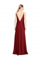Cheap Floor Length Deep V-Back Formal Stretch Satin Bridesmaid Dress / Prom Dress with Front Slit UK